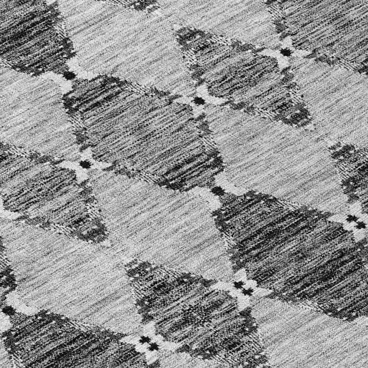 8' Gray Charcoal And Silver Round Moroccan Washable Indoor Outdoor Area Rug
