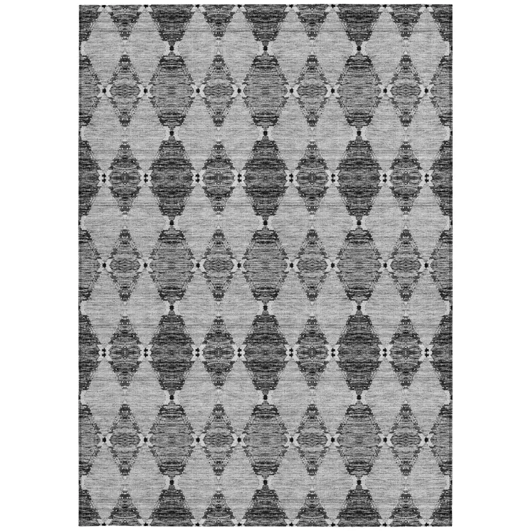 9' X 12' Gray Charcoal And Silver Moroccan Washable Indoor Outdoor Area Rug