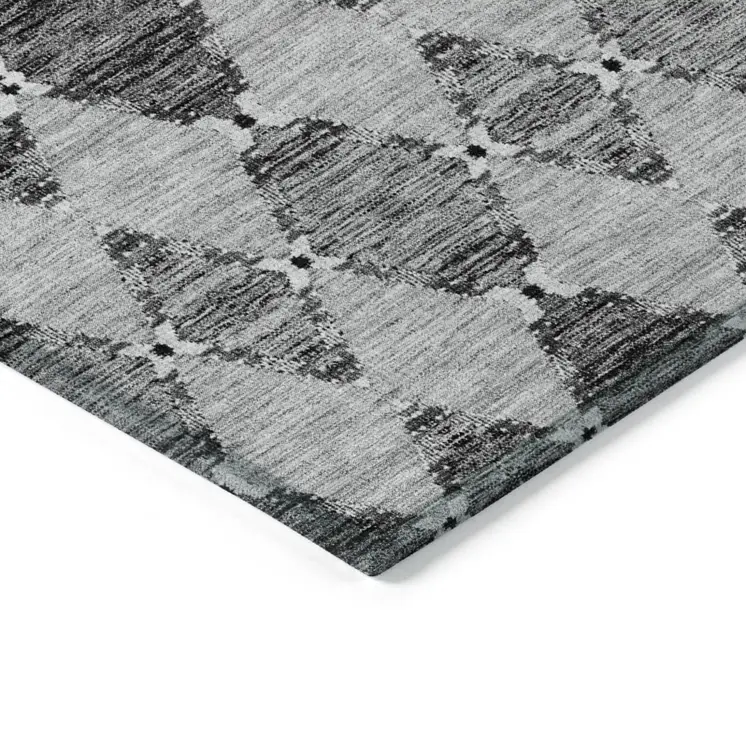 9' X 12' Gray Charcoal And Silver Moroccan Washable Indoor Outdoor Area Rug