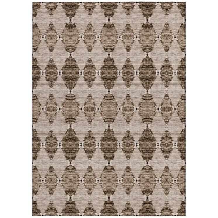 5' X 8' Brown And Chocolate Moroccan Washable Indoor Outdoor Area Rug
