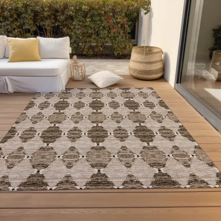 5' X 8' Brown And Chocolate Moroccan Washable Indoor Outdoor Area Rug