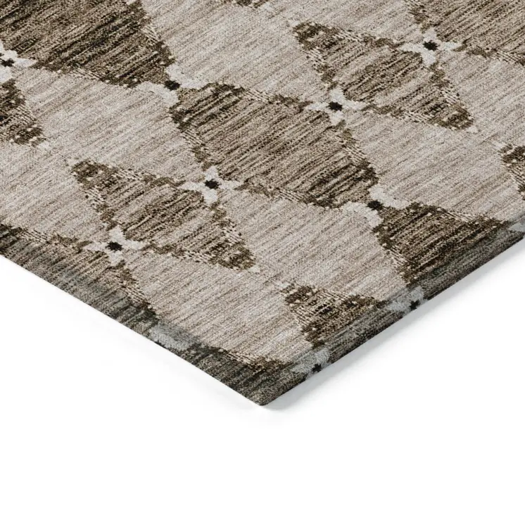 5' X 8' Brown And Chocolate Moroccan Washable Indoor Outdoor Area Rug