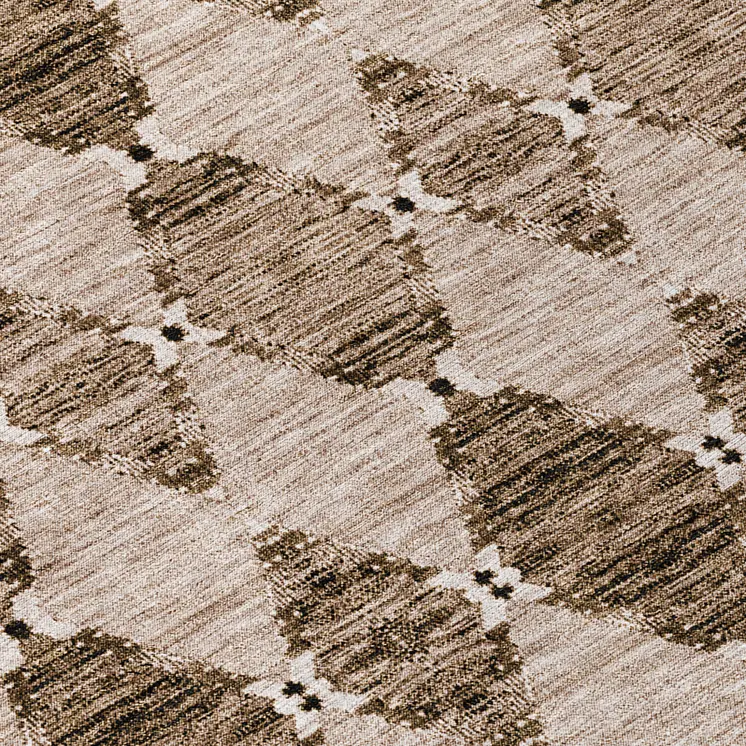 8' Brown And Chocolate Round Moroccan Washable Indoor Outdoor Area Rug