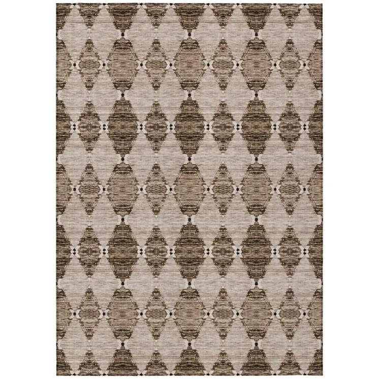 10' X 14' Brown And Chocolate Moroccan Washable Indoor Outdoor Area Rug