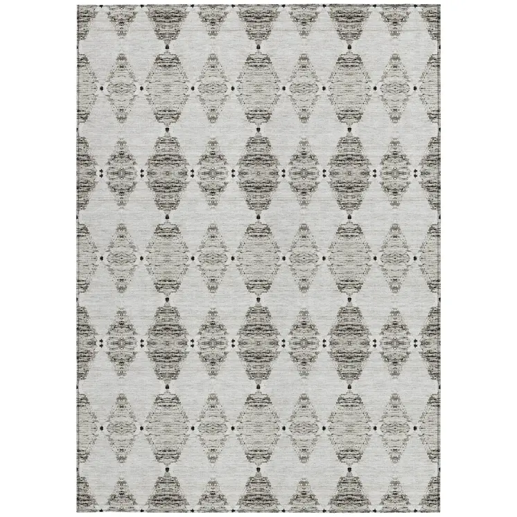 5' X 8' Taupe Beige And Coffee Moroccan Washable Indoor Outdoor Area Rug