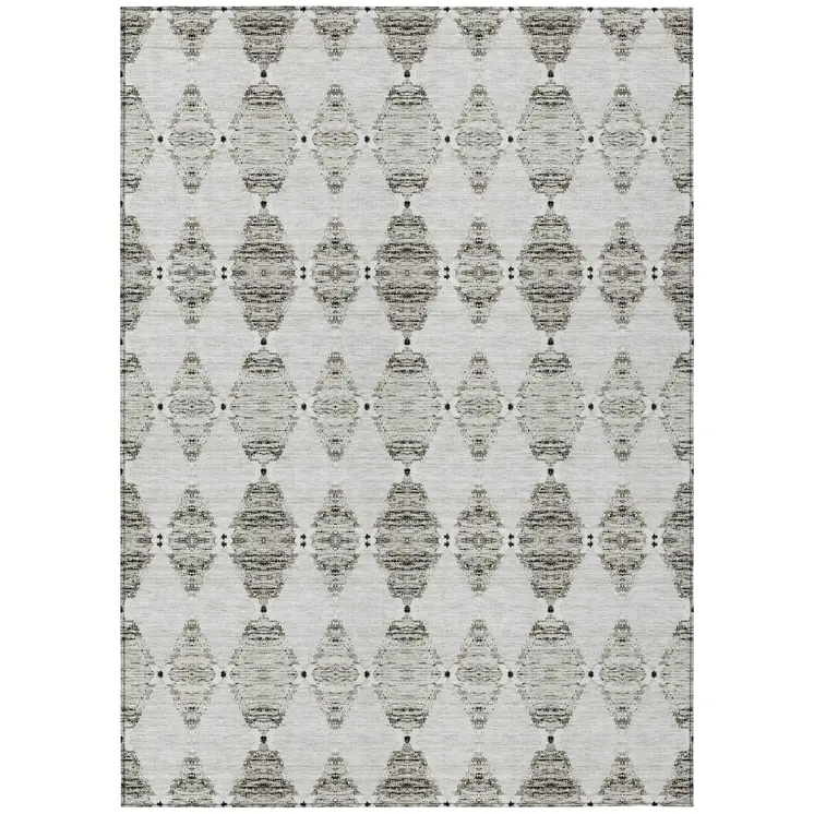 5' X 8' Taupe Beige And Coffee Moroccan Washable Indoor Outdoor Area Rug