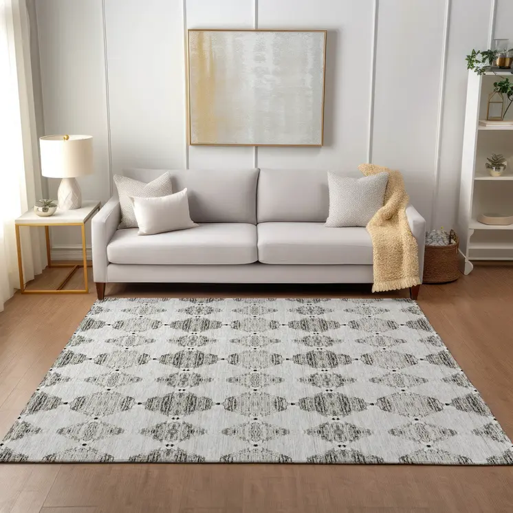 5' X 8' Taupe Beige And Coffee Moroccan Washable Indoor Outdoor Area Rug