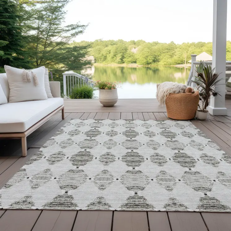 5' X 8' Taupe Beige And Coffee Moroccan Washable Indoor Outdoor Area Rug