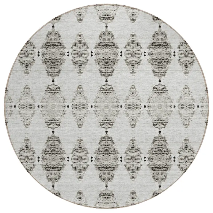 8' Taupe Beige And Coffee Round Moroccan Washable Indoor Outdoor Area Rug