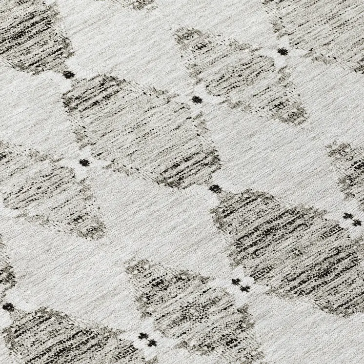 8' Taupe Beige And Coffee Round Moroccan Washable Indoor Outdoor Area Rug
