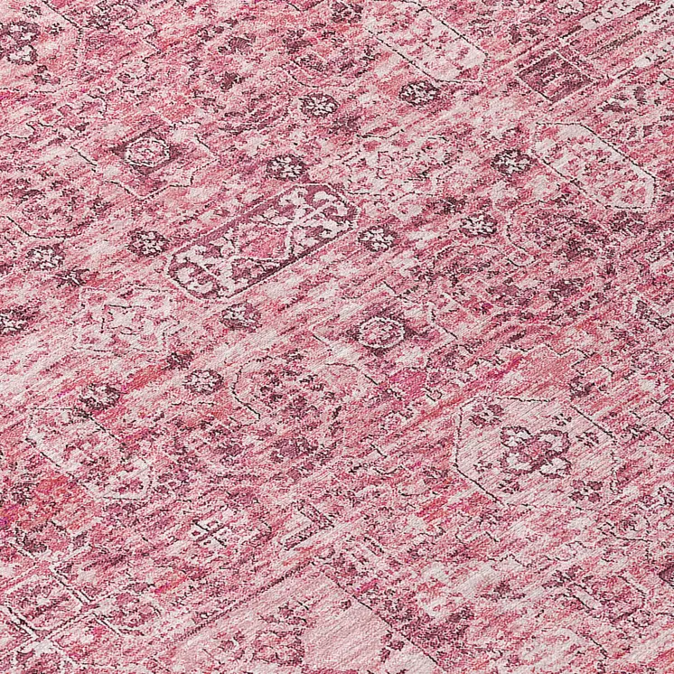3' X 5' Pink Blush And Charcoal Floral Washable Indoor Outdoor Area Rug