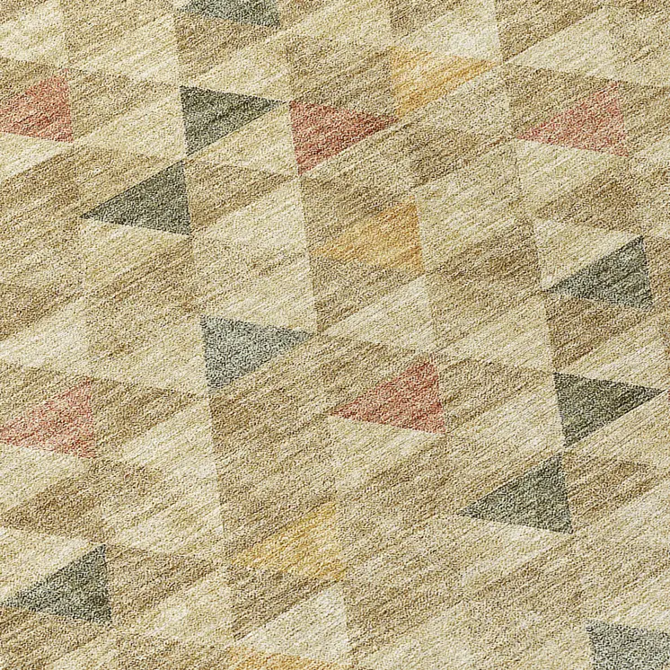 8' Beige Tan And Taupe Round Geometric Washable Indoor Outdoor Area Rug
