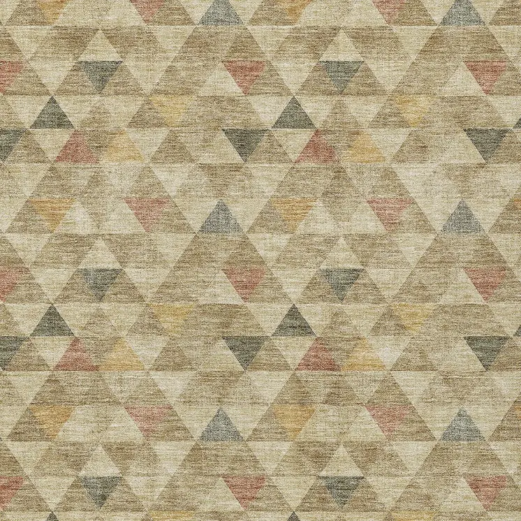 9' X 12' Beige Tan And Taupe Geometric Washable Indoor Outdoor Area Rug