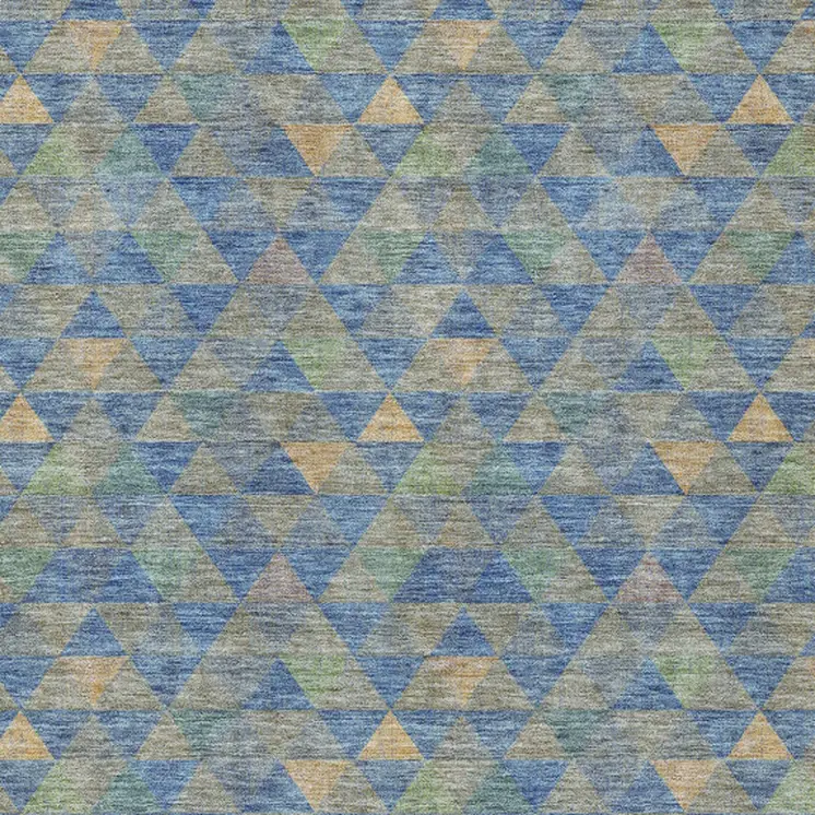 10' X 14' Sky Blue And Gray Geometric Washable Indoor Outdoor Area Rug