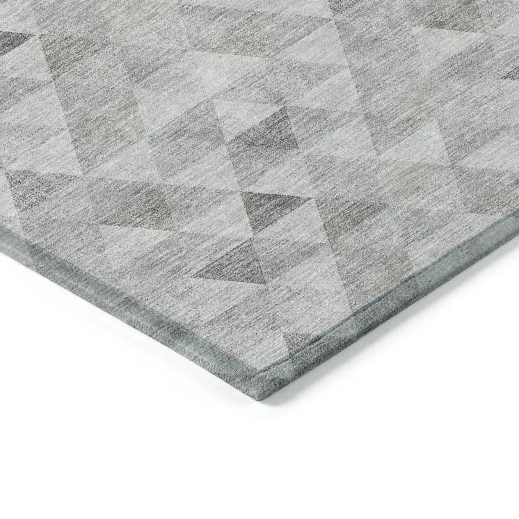 8' Silver Beige And Taupe Round Geometric Washable Indoor Outdoor Area Rug
