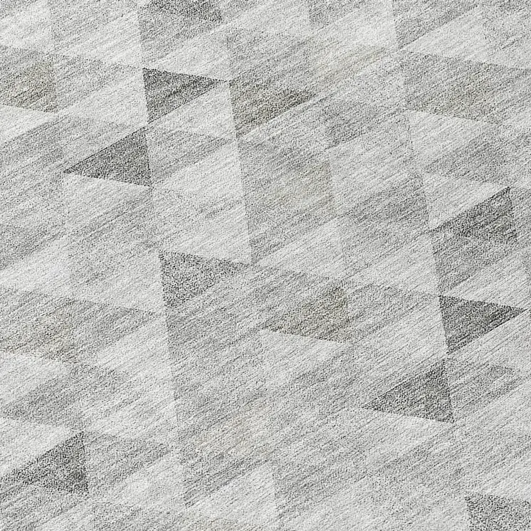 8' Silver Beige And Taupe Round Geometric Washable Indoor Outdoor Area Rug