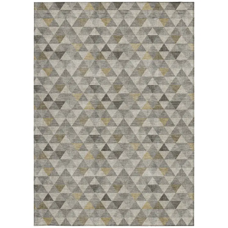 8' X 10' Taupe Beige And Tan Geometric Washable Indoor Outdoor Area Rug