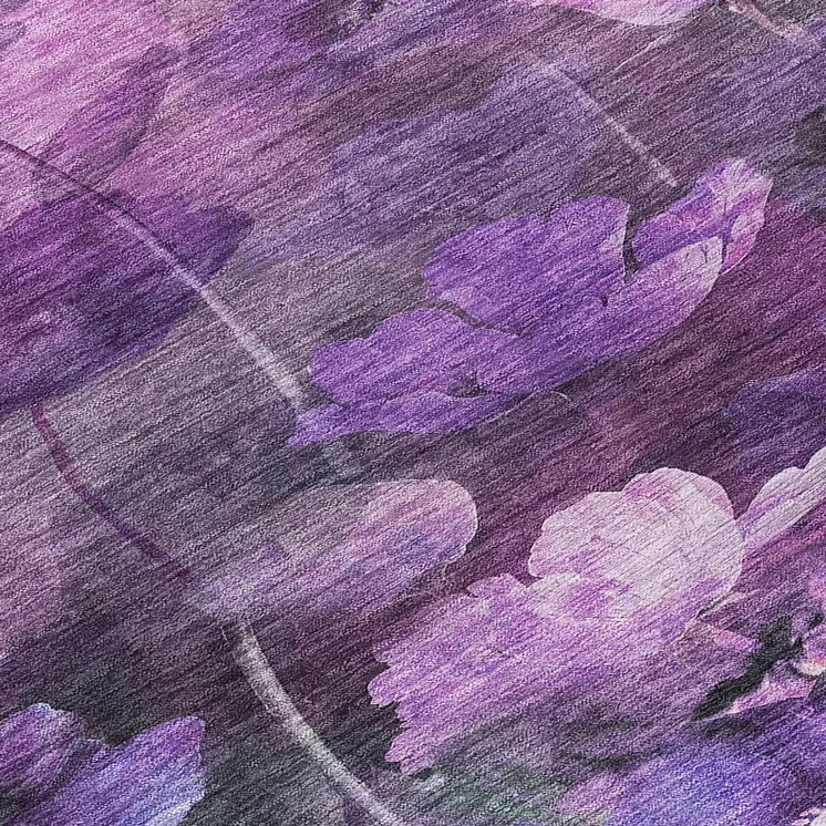 8' Purple Eggplant And Lavender Round Floral Washable Indoor Outdoor Area Rug