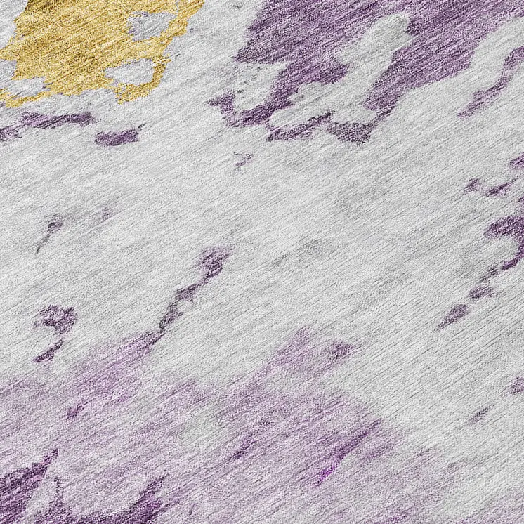 8' Purple And Lavender Round Abstract Washable Indoor Outdoor Area Rug