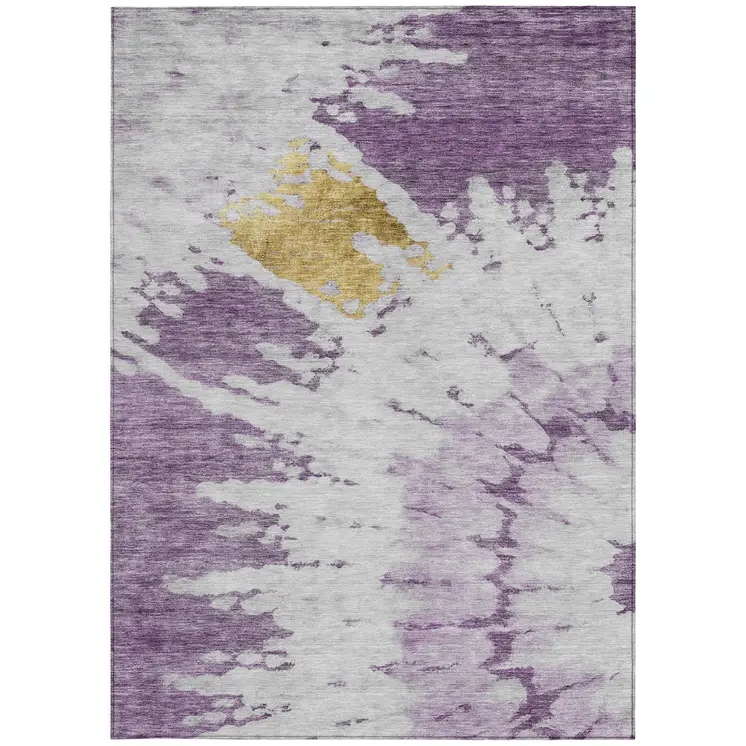 8' X 10' Purple And Lavender Abstract Washable Indoor Outdoor Area Rug