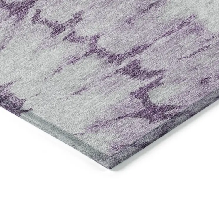 8' X 10' Purple And Lavender Abstract Washable Indoor Outdoor Area Rug
