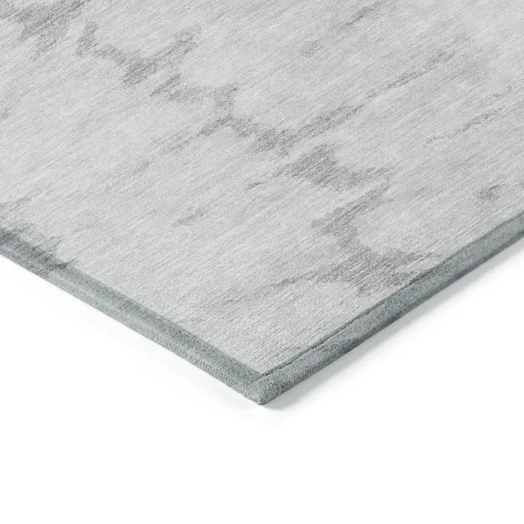 9' X 12' Silver Gray And Ivory Abstract Washable Indoor Outdoor Area Rug