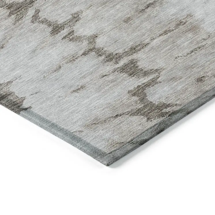 5' X 8' Taupe Khaki And Ivory Abstract Washable Indoor Outdoor Area Rug