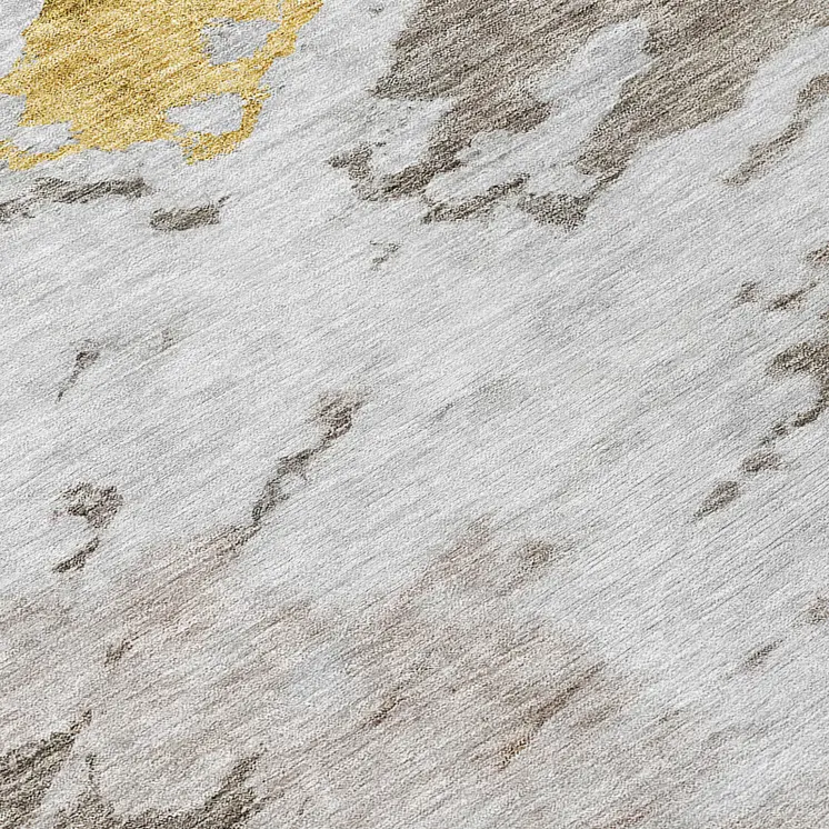 8' Taupe Khaki And Ivory Round Abstract Washable Indoor Outdoor Area Rug
