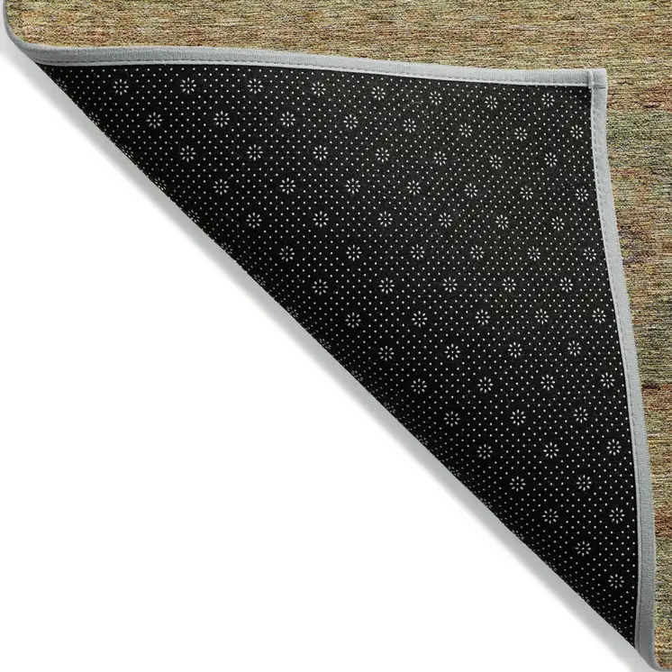 8' X 10' Artichoke Green And Olive Green Floral Medallion Washable Indoor Outdoor Area Rug