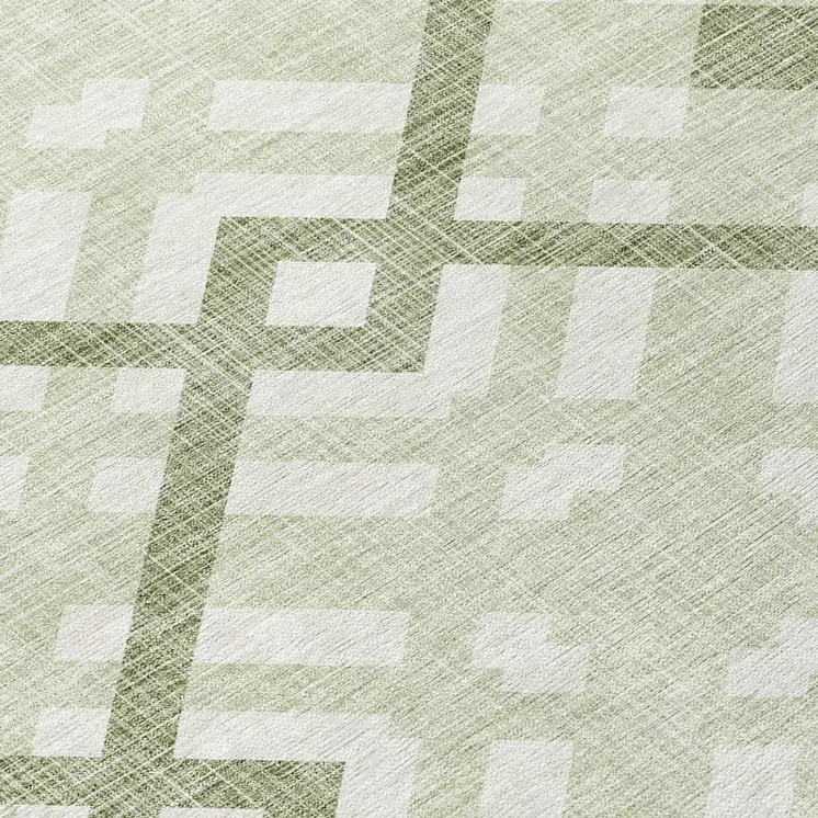 8' Artichoke Green And Olive Green Round Geometric Washable Indoor Outdoor Area Rug
