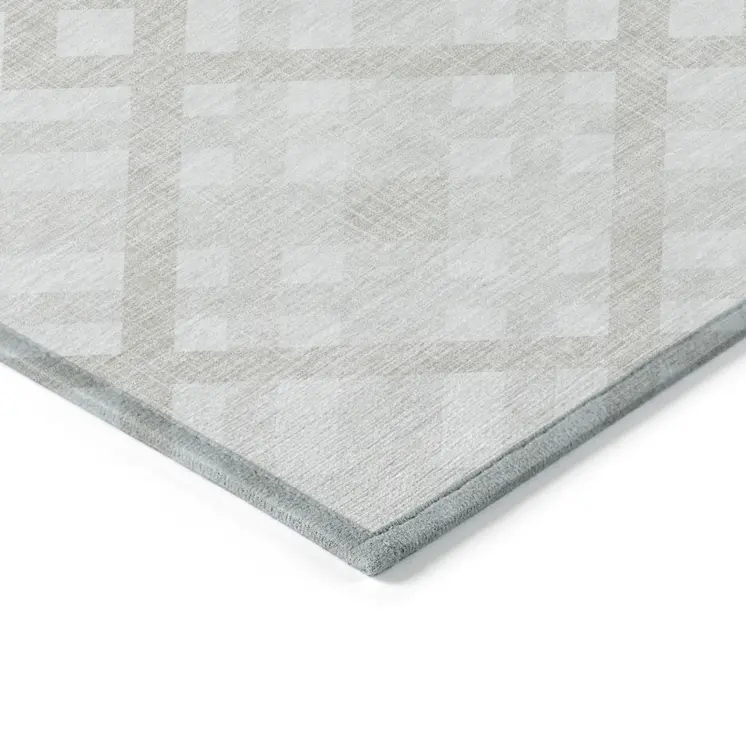 3' X 5' Ivory Beige And Tan Geometric Washable Indoor Outdoor Area Rug
