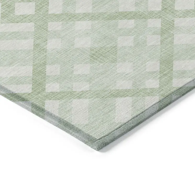 3' X 5' Mint Green And Ivory Geometric Washable Indoor Outdoor Area Rug