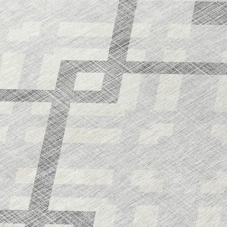 8' X 10' Silver Gray And Ivory Geometric Washable Indoor Outdoor Area Rug