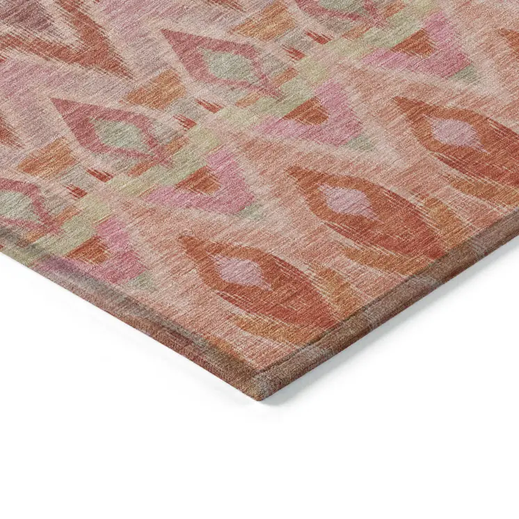 3' X 5' Pink Salmon And Blush Southwestern Washable Indoor Outdoor Area Rug