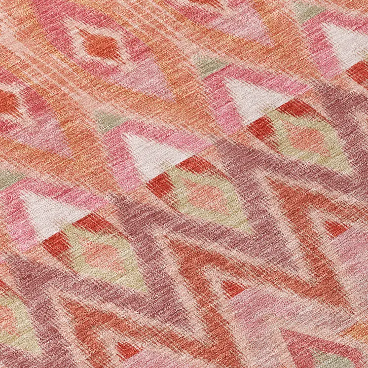 5' X 8' Pink Salmon And Blush Southwestern Washable Indoor Outdoor Area Rug
