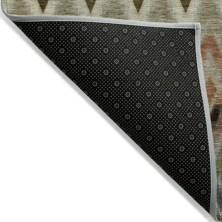 8' X 10' Taupe Olive Green And Beige Southwestern Washable Indoor Outdoor Area Rug