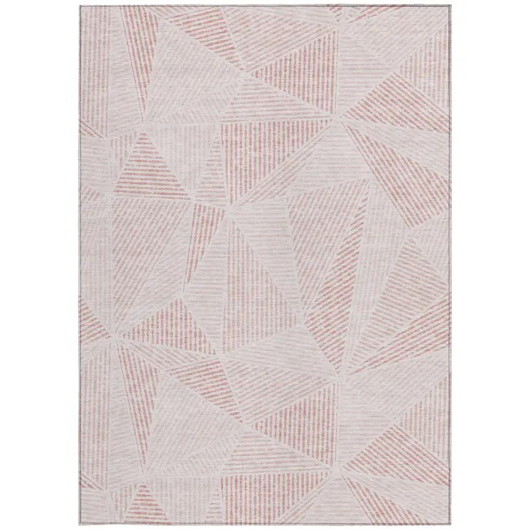10' X 14' Blush And Pink Geometric Washable Indoor Outdoor Area Rug