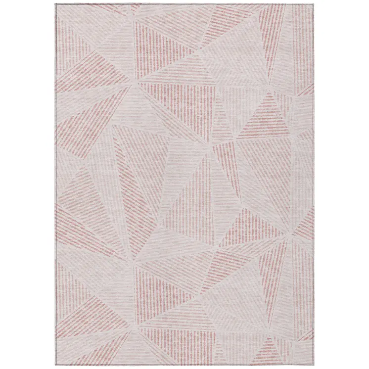 10' X 14' Blush And Pink Geometric Washable Indoor Outdoor Area Rug
