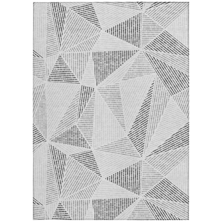 3' X 5' Gray Charcoal And Silver Geometric Washable Indoor Outdoor Area Rug