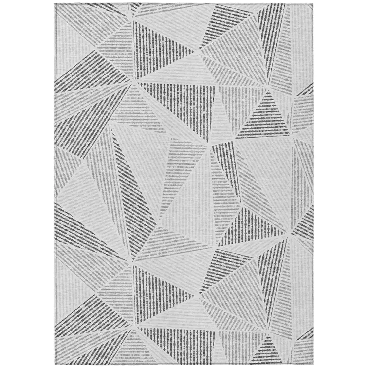 3' X 5' Gray Charcoal And Silver Geometric Washable Indoor Outdoor Area Rug