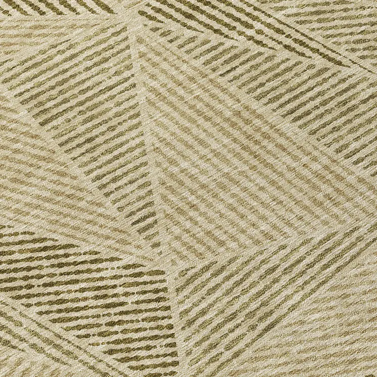 8' Khaki Brown And Beige Round Geometric Washable Indoor Outdoor Area Rug