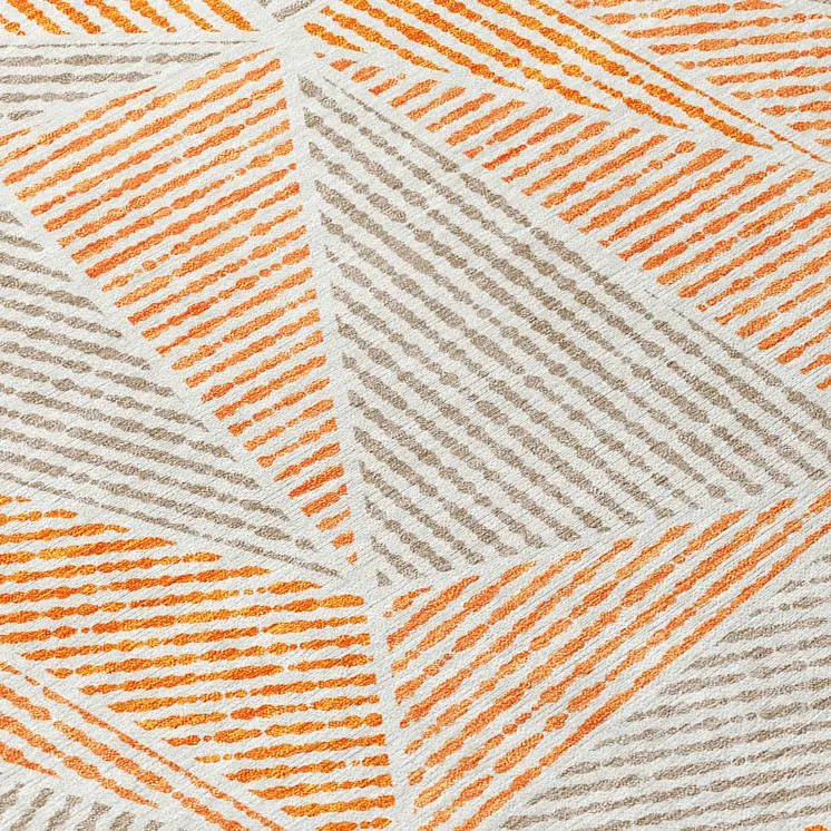 5' X 8' Orange Gray And Silver Geometric Washable Indoor Outdoor Area Rug