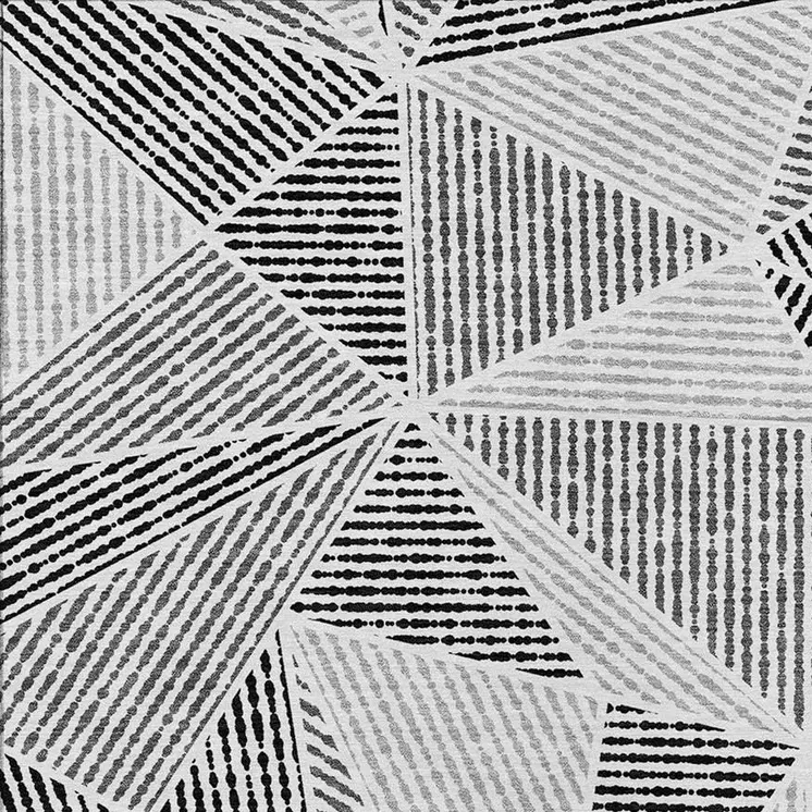 8' X 10' Pewter Charcoal And Gray Geometric Washable Indoor Outdoor Area Rug