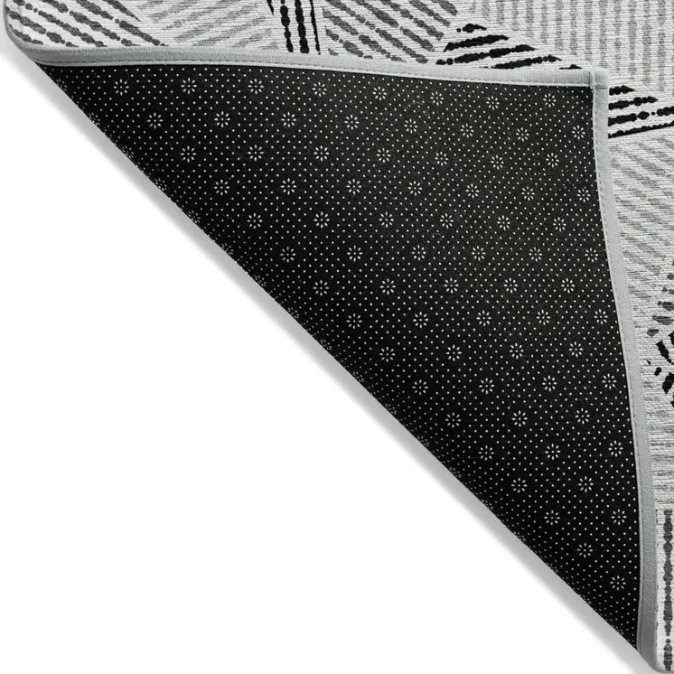 8' X 10' Pewter Charcoal And Gray Geometric Washable Indoor Outdoor Area Rug