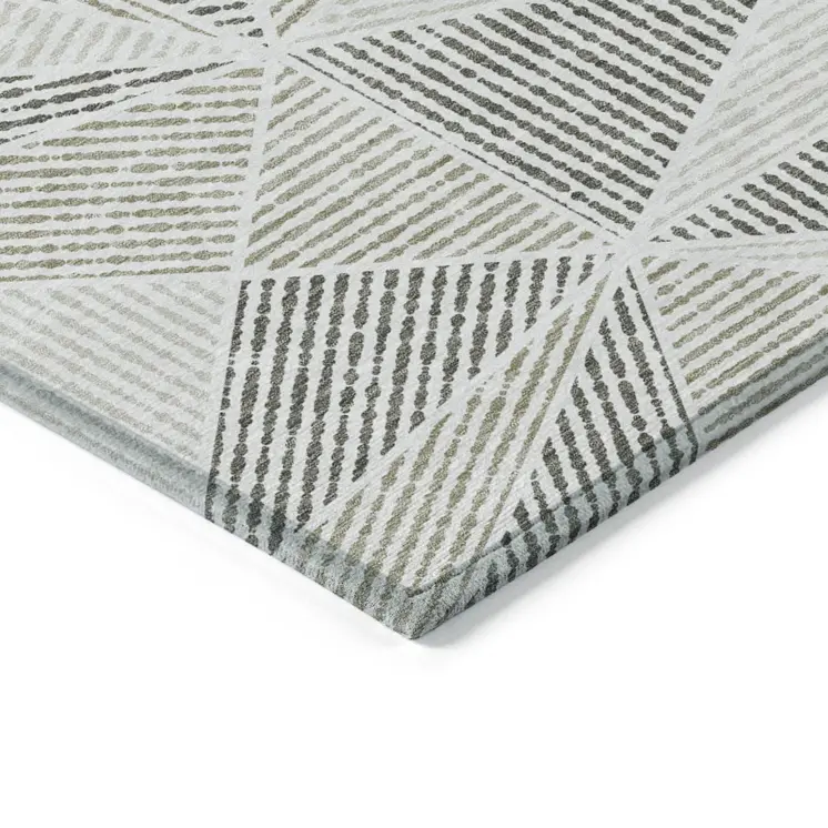 5' X 8' Taupe Brown And Beige Geometric Washable Indoor Outdoor Area Rug