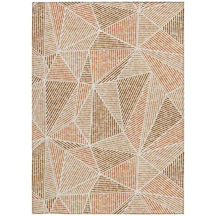 3' X 5' Terra Cotta Beige And Salmon Geometric Washable Indoor Outdoor Area Rug