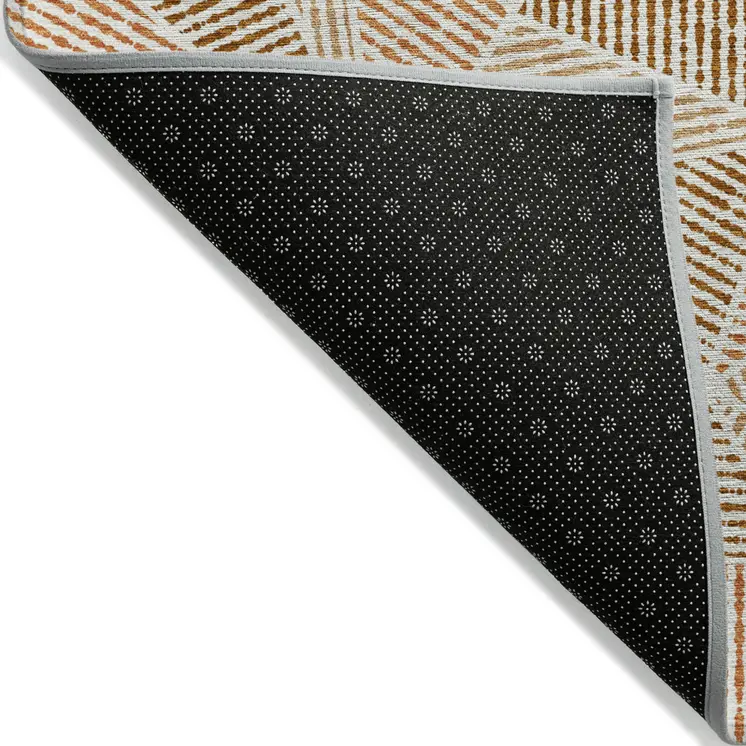 5' X 8' Terra Cotta Beige And Salmon Geometric Washable Indoor Outdoor Area Rug