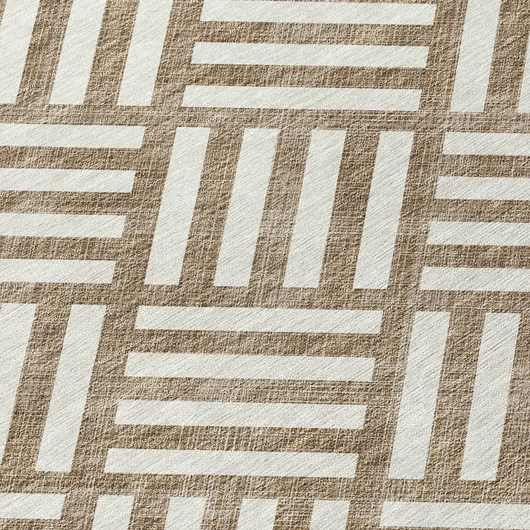 5' X 8' Brown And Ivory Geometric Washable Indoor Outdoor Area Rug