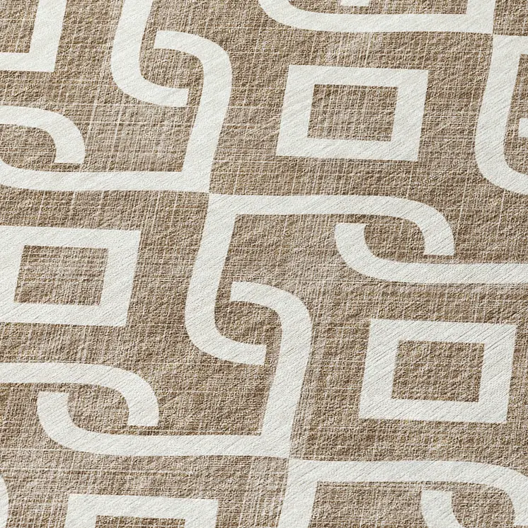 10' X 14' Brown And Ivory Geometric Washable Indoor Outdoor Area Rug