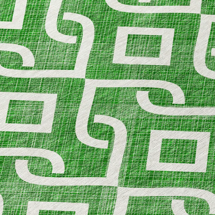 8' X 10' Emerald And Ivory Geometric Washable Indoor Outdoor Area Rug